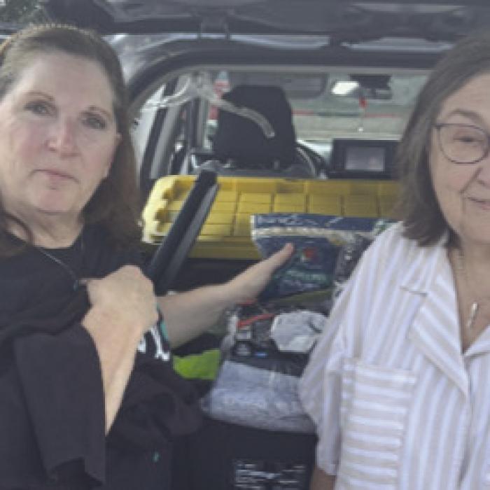 Pictured from left to right: Becky Leer (La Grange VFW Post #5254 Auxiliary) and Phyllis Reavis (American Legion Quade-Werchan Post #338 Auxiliary).