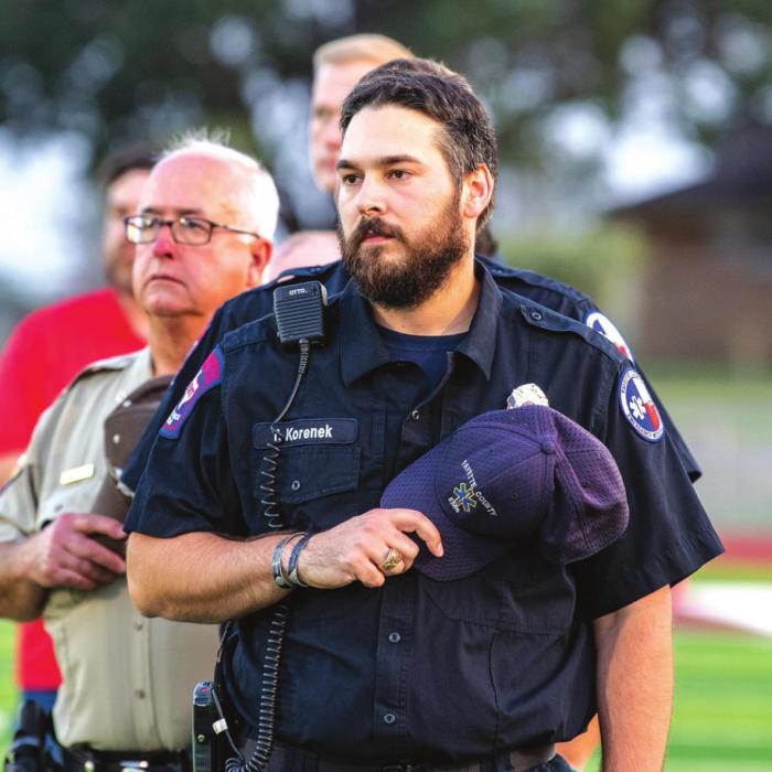 Flatonia High School honored First Responders and Law Enforcement Friday night prior to kickoff at Flatonia Bulldog Stadium. Photo by Stephanie Steinhauser