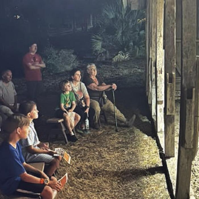 In Scene 2, Sisters Olivia and Ida, performed by Sarita Kinsey and Carolina Lira, discuss the events of the Somervell Expedition, leading to the march to Mier, Mexico and eventually the events of the Black Bean Episode.