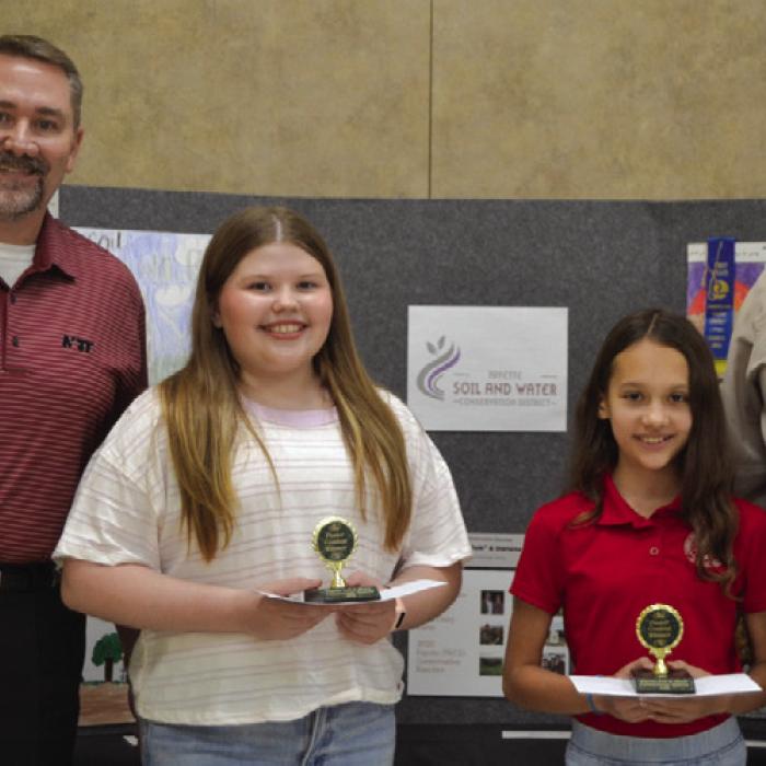 Poster Contest Winners (Division 2 - Grade 3-6) presented by Mark Friedrich-Fayette Saving Bank and Scott McManus-National Bank &amp; Trust: Sophie Janda-Sacred Heart School and Emma Mc-Court-St. Rose of Lima School.