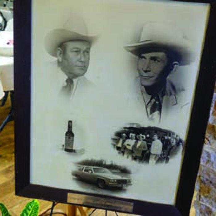 Many photos were on display at Jack Cernosek’s celebration of life, including this montage featuring Jack and his favorite country singer, Hank Williams Sr.