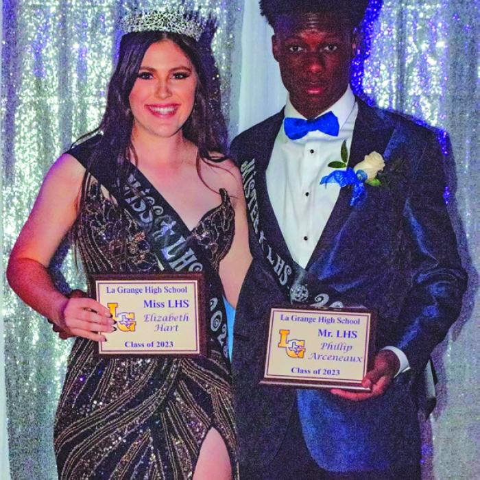 At the recent La Grange High School prom, the winners of the Miss and Mr. LHS award were announced. Miss LHS is Elizabeth Hart and Mr. LHS is Phillip Arceneaux.