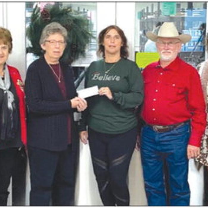 Hostyn KJT Society No. 3 presented a Christmas donation to the AMEN food pantry in La Grange. This program helps provide food for the hungry in our local area and members of the Hostyn KJT also volunteer their time. Pictured in the presentation left: KJT Reporter Dianna Kallus, KJT Secretary Joyce Muras, AMEN President Cassie Girard, KJT Vice President Benedict Kallus, and KJT Treasurer Brenda Fietsam.