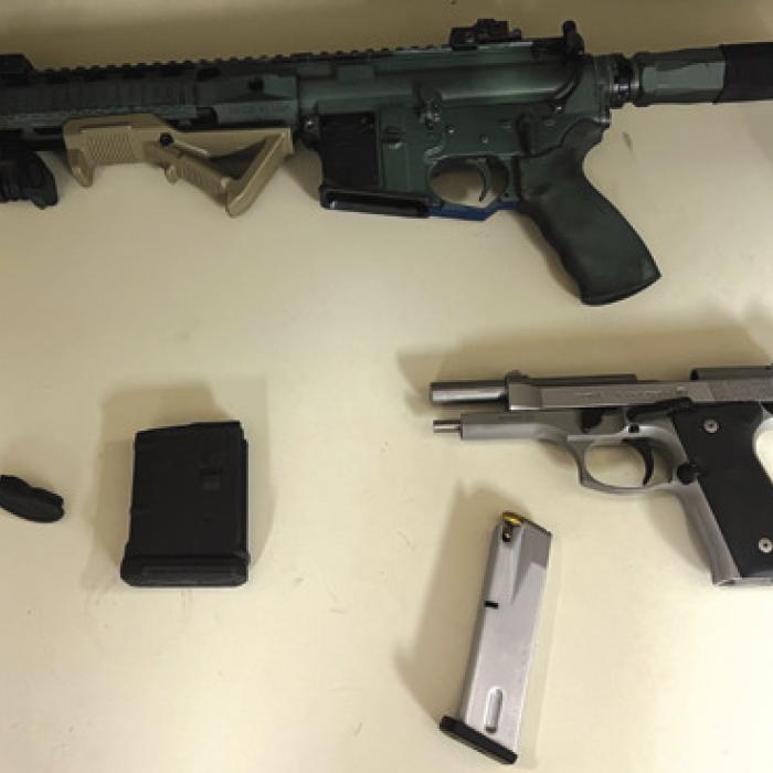 Located in Maximus’ jacket was the 9mm Beretta handgun that he admitted to pointing at the deputy. Located on the balcony where the standoff occurred, was an AR-15 rifle.