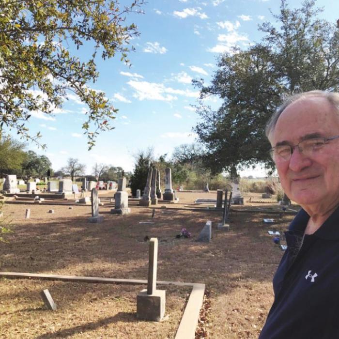 Rod Koenig’s family ties to the Black Jack Springs Cemetery west of La Grange go back to his ancestors’ arrival from Germany in the mid-1800s. Photo by Elaine Thomas