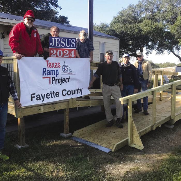 On Nov. 2, Fayette County Texas Ramp Project volunteers built this 48 ft. ramp on S. Knezek Road near Praha.