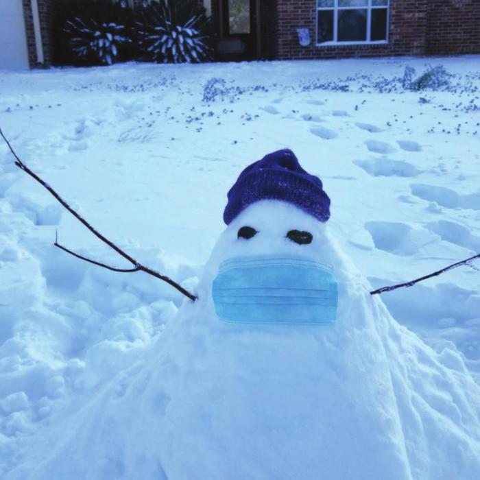 Donna Janda shared this photo of a snowman from last week wearing a COVID mask.