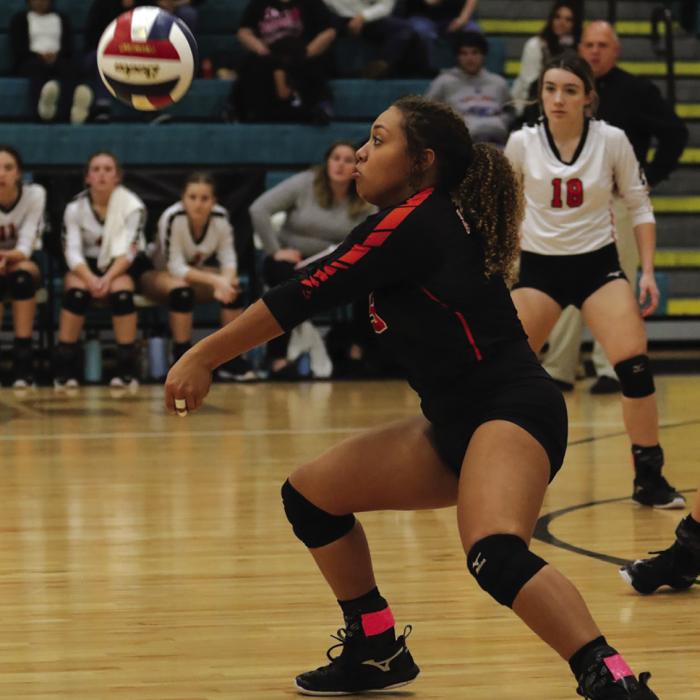 Schulenburg’s Kieryn Adams passes a ball in Friday’s regional semifinal. Photo by Audrey Kristynik