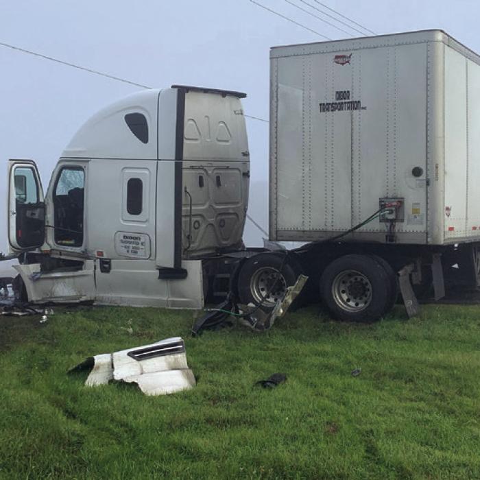 A wreck at SH 71 near Airport Rd. in front of Carlton Industries involved several 18-wheelers, including a tanker that spilled 7,200 gallons of diesel. Photo courtesy of the La Grange Volunteer FIre Department