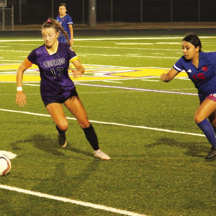 La Grange’s Ellee Sodolak, above, left, is one of 10 seniors on the Lady Leps soccer team.