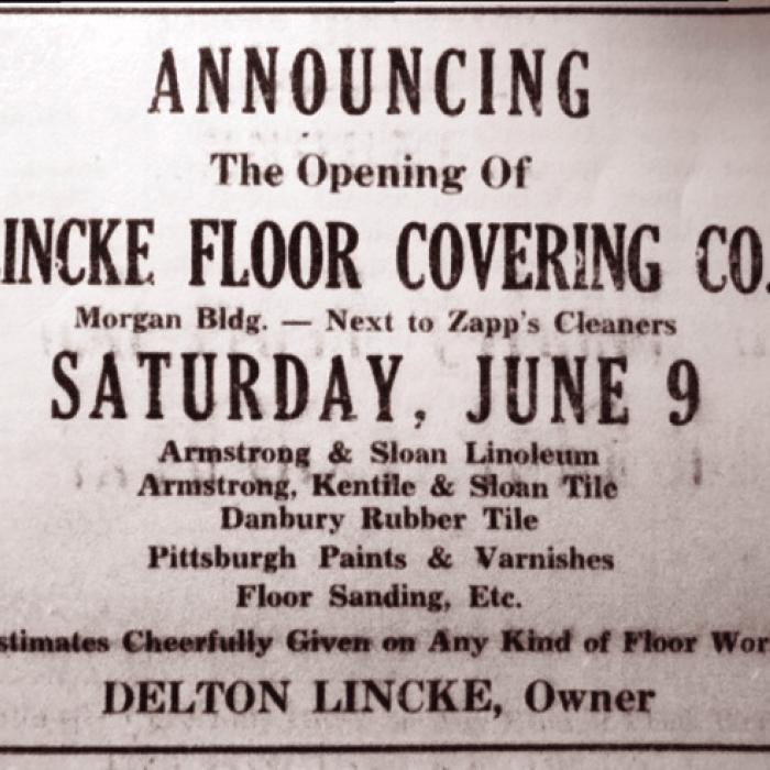 This ad in The Record back in 1951 announced the grand opening of Lincke Floor Covering Company.