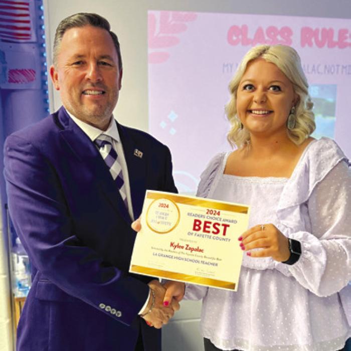 Kylee Zapalac was named the best La Grange High School Teacher.
