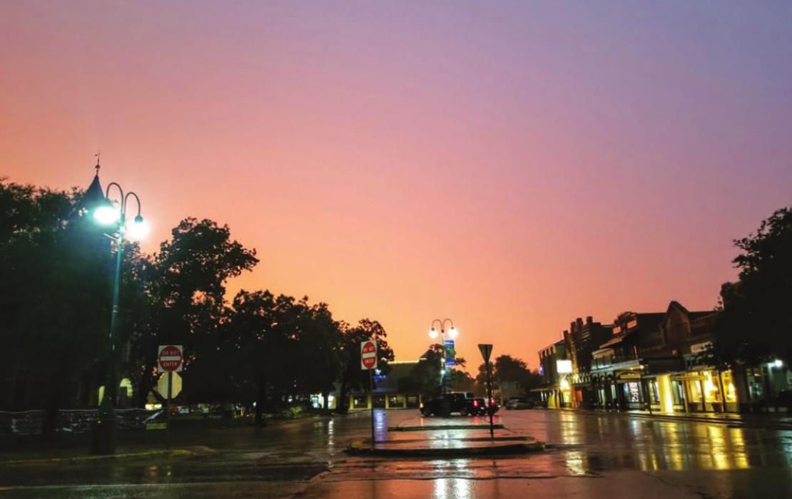 Kristen Denham shared this photo of downtown La Grange Tuesday night from Bodega, with a vibrant sunset after the storm. “The storm was intense,” she said.