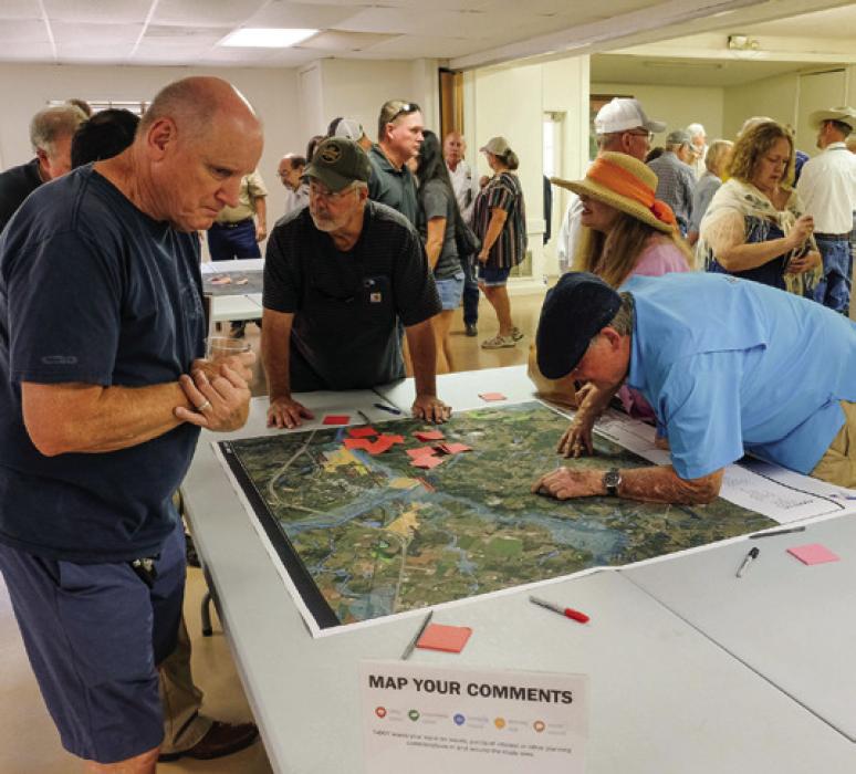 A big crowd showed up to the open house for TxDOT’s US 77 Feasibility Study in La Grange last Thursday. Photo by Andy Behlen