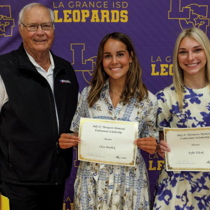 Billy H. Thompson Memorial Endowment Scholarship went to Clara Bundick and Kylie Trlicek. Presenter was Erwin A. Sladek.