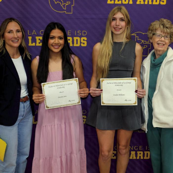 Anchor & Pilot Clubs of La Grange Scholarship went to Natalia Soto and Evelyn Williams. Presenters were Mandi Landreth and Sondra Cooper.