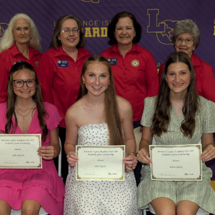 American Legion Auxiliary Unit 102 Academic Grant Scholarship went to Ella Janacek, Ella Nygren and Elena Supak. Presenters were Mary Battle, Liz Kallus, Elaine Matthys and Stacy Ryza.