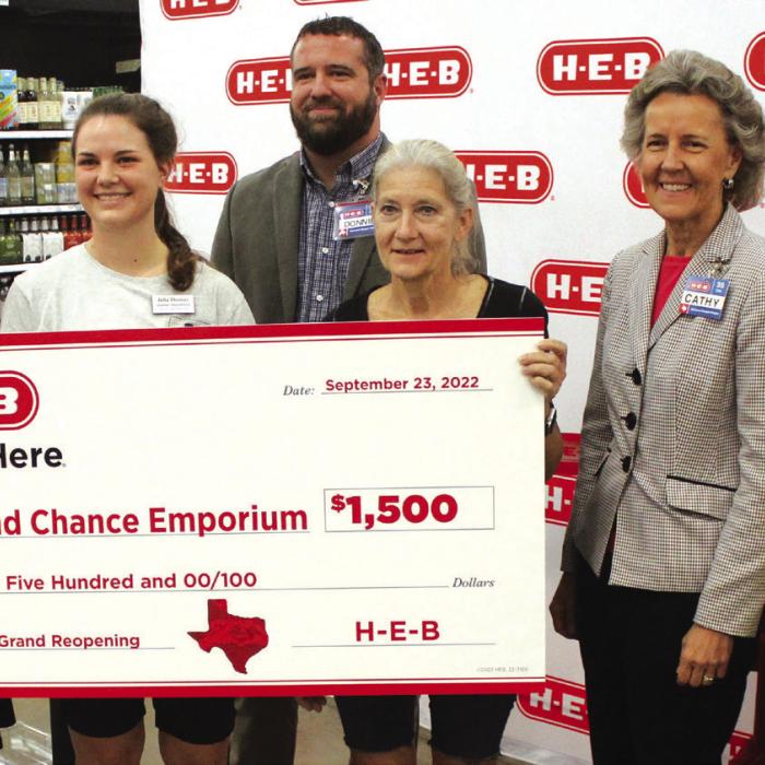 As part of the grand reopening festivities, H-E-B gave Second Chance Emporium $1,500.