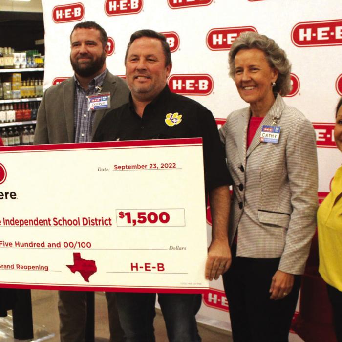 As part of the grand reopening festivities, H-E-B gave the La Grange ISD $1,500.