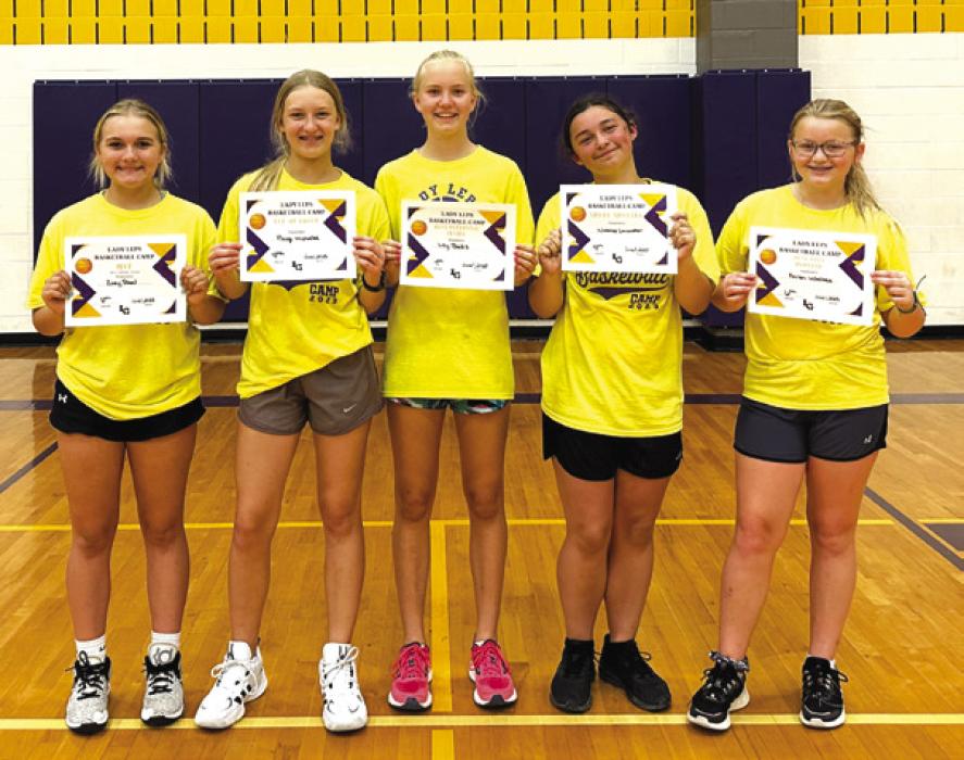 La Grange ISD Middle School wrapped up trhee days of Lady Leps Basketball Camp recently. Participants went from basic ball handling skills the first day to some 5 on 5 the last day. These girls worked hard and made some pretty impressive improvements by the end of camp. Pictured above are participants from grades 6-8 who received the following awards (from left): MVP-Zoey Staal, Lay-Up Queen-Paige Michalke; Best Defensive Player-Lily Banks; Sharp Shooter-Natalee Lancaster; Best Ball Handler-Fallon Wallace.