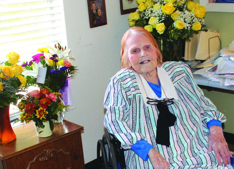 Jo White, celebrated her 103rd birthday at Care Inn in La Grange on Thursday Nov. 2 as she enjoyed several beautiful bouquets of flowers sent to her for the occasion.