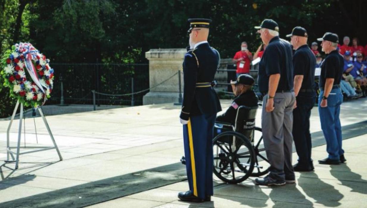 Patrick Lyons was one of four veterans chosen to place a wreath at the Tomb of the Unknown Soldier.