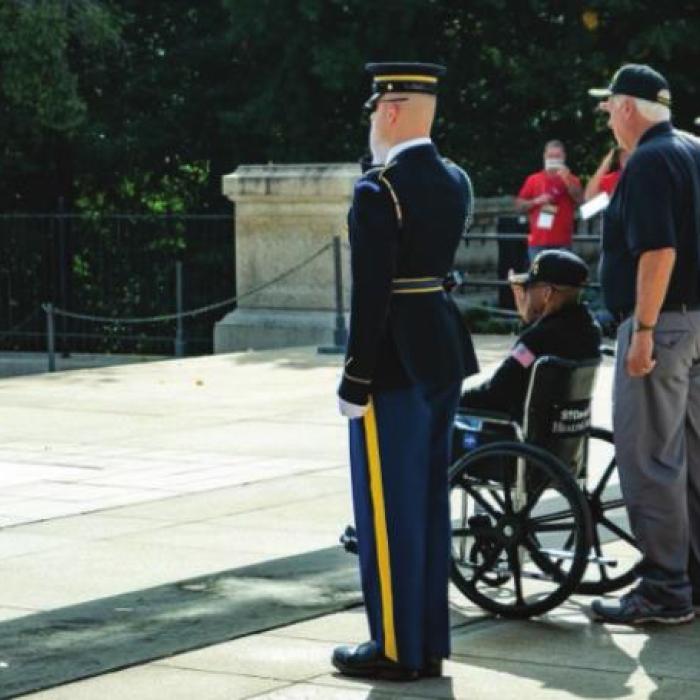 Patrick Lyons was one of four veterans chosen to place a wreath at the Tomb of the Unknown Soldier.