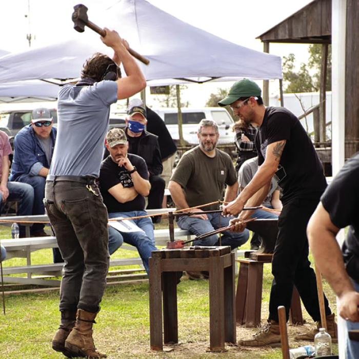 A shot from one of the previous blacksmithing demonstrations at the Texas Czech Heritage and Cultural Center of La Grange.