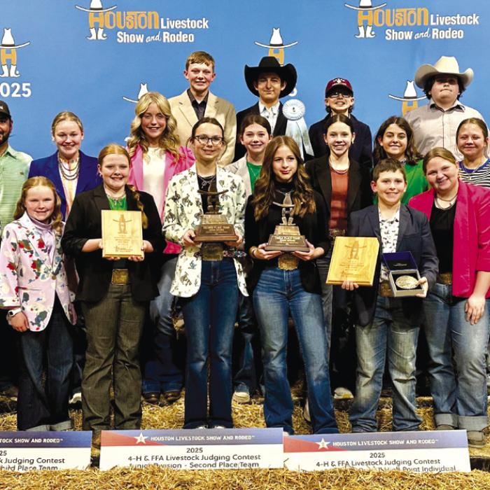 Pictured front from left: Abraham McBride, Abigale McBride, Kaisley Janecka, Tatum Fritsch, Addison Berckenhoff, Hudson Holub, Brealey Nieto, and Rheagan Karisch; middle row: Coach JoJo Carrales, Julia Melton, Hailey Janish, Laramie Laake, Alexis Berckenhoff, Adalyn Carrales, and Kinley Kutac; back row: Holden Holub, Dylan Zweschper, Tate Fritsch, and Rilan Karisch.
