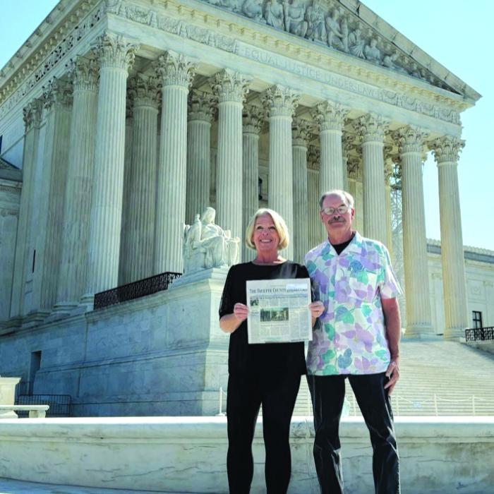 Jeff and Patsy Parker traveled with The Fayette County Record and are pictured at the US Supreme Court building in Washington, D.C. They attended the Million Women/Her Voice Movement prayer service on the mall with several hundred thousand attendees which was on the Day of Atonement, Oct. 12. Several million live streamed the event across the world. Jonathan Cahn led communion at the end of the service. The next day they visited the buildings and memorials at the National mall.