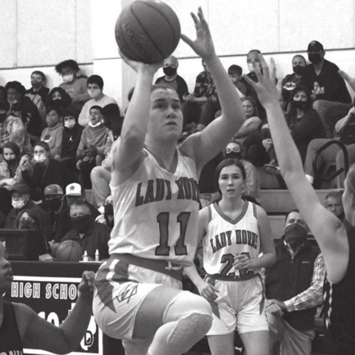 Schulenburg’s Morgan Marburger, above, and Julie Guentert, below, on offense in Tuesday’s game. Photos by Jeff Wick