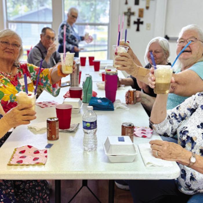 At the recent membership drive in Flatonia, new and well-seasoned members enjoyed ice cream cake donated by Dairy Queen and Coke floats sponsored by Crown Hospice.