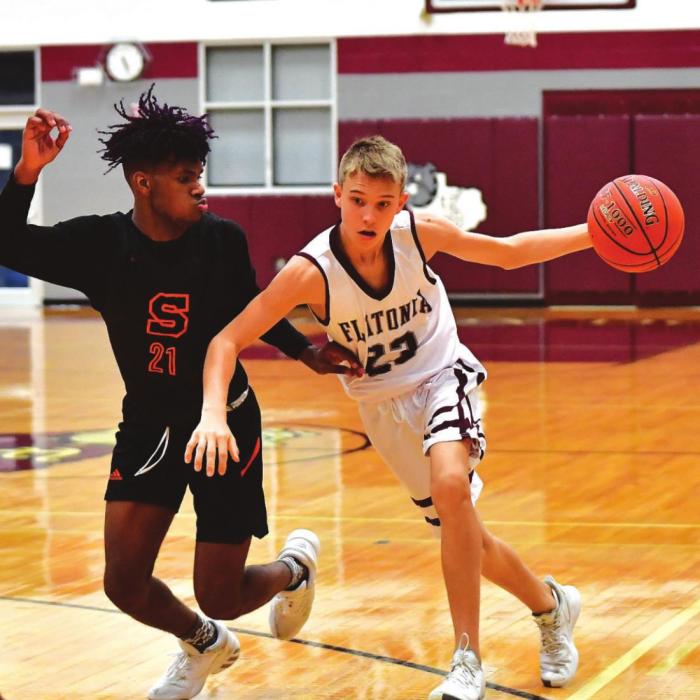 Flatonia’s Duke Sodek works around the Somerville defense to get to the goal in the second half of Tuesday’s game. Photo by Stephanie Steinhauser