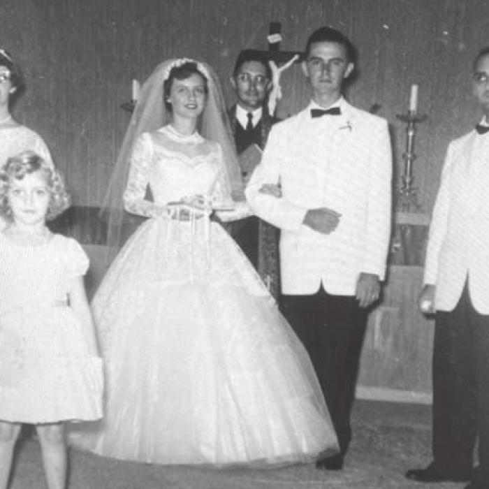 Lee Mueller Jr. and Barbara Jean Frenzel of Round Top were married Aug. 30, 1959, at St. John’s Lutheran Church in Warrenton.