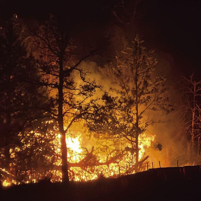The Whirling Pines Fire was only 25-percent contained Monday morning.