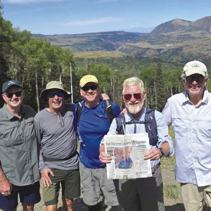 Bob McDowell of Oak Hill Ranch in Round Top escaped the Texas heat to go hiking in 55 degrees with friends in Telluride, Co.