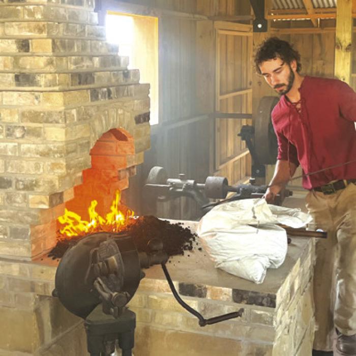The new blacksmith shop on the Czech Center grounds was fired up for visitors Saturday.