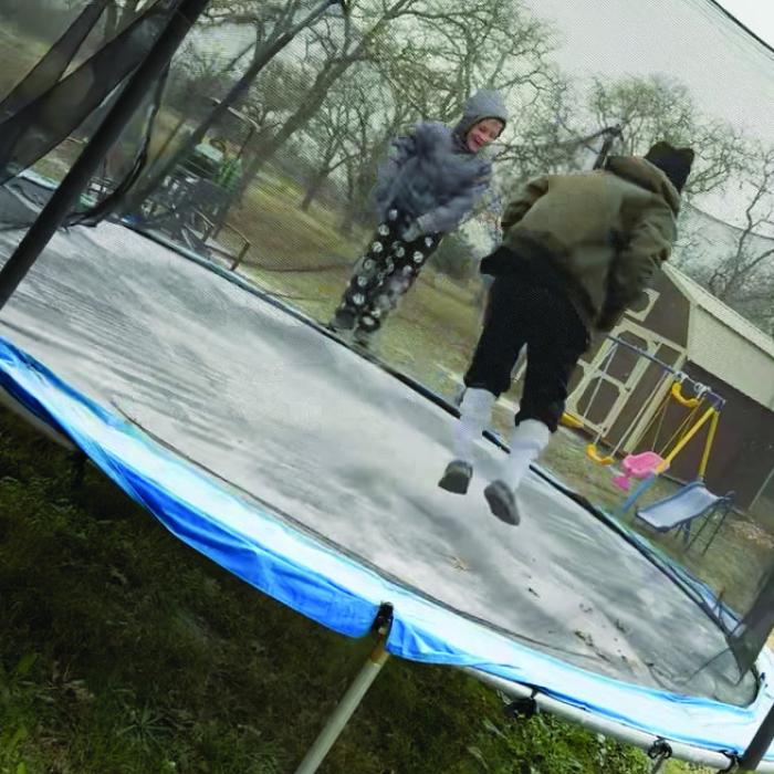 Lindsay Gabler sent us this photo of her kids jumping on their ice-covered trampoline.