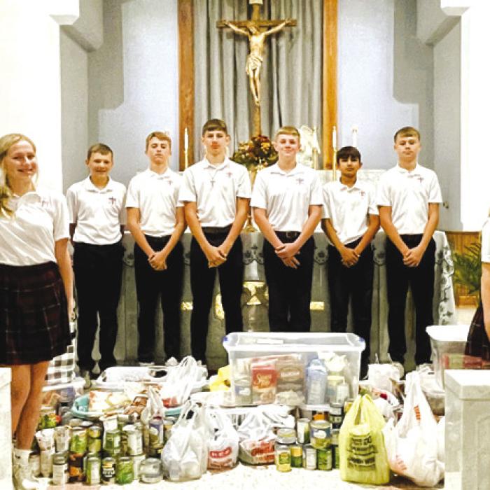 The annual St. Rose of Lima Catholic School Thanksgiving Mass was held on Thursday, Nov. 21. Each class prepared a basket for the Family Crisis Center that contained a complete Thanksgiving meal. These baskets were displayed at the altar during the Mass. Additionally the student body collected 364 lbs. of non perishable food for the Schulenburg Area Food Pantry.