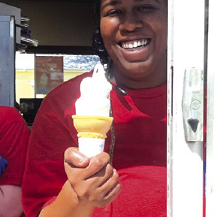 A free ice cream cone at the Schulenburg Dairy Queen.