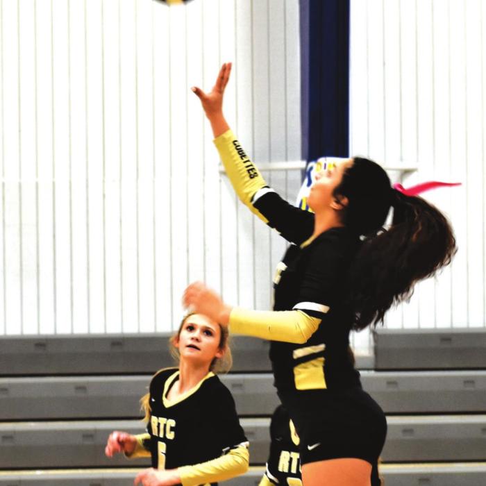 Round Top-Carmine’s Ilse Salinas hits the ball in Friday’s victory versus Dime Box. Photo by Paul Kipp