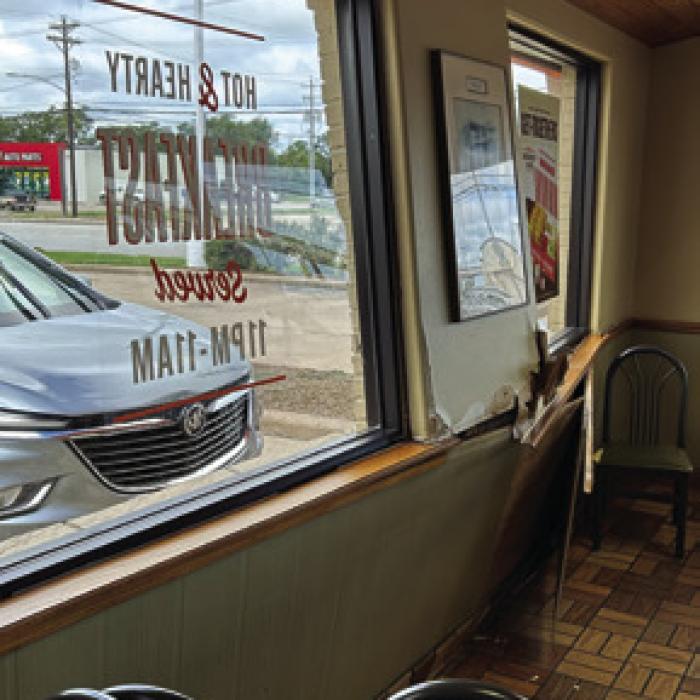 A man from Forney driving a Buick Enclave accidentally ran into the Whataburger in Schulenburg Wednesday morning after his foot slipped off the brake pedal. Photo Courtesy of Schulenburg Police