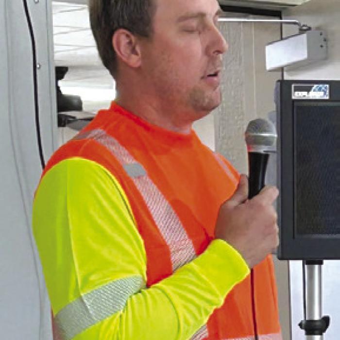Covey Morrow from TXDOT spoke at the Warda Neighbors Night Out.