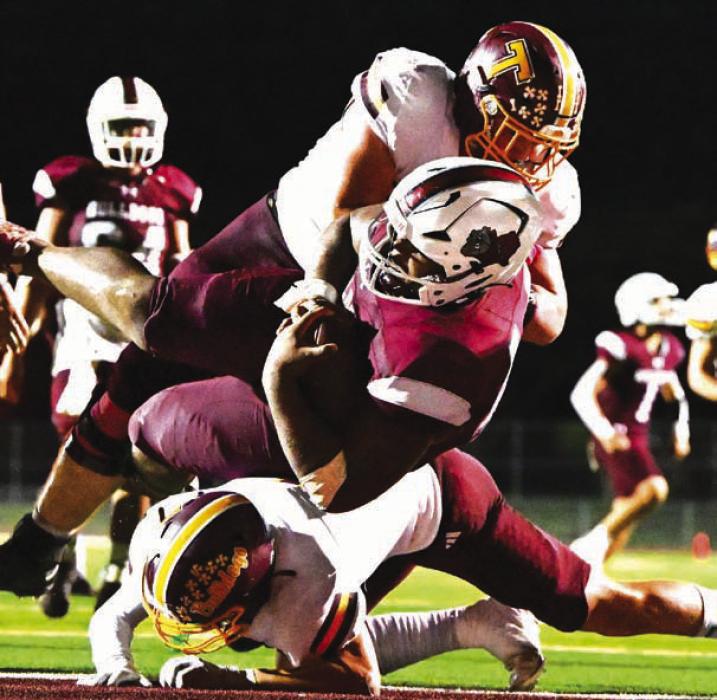 Kobe Burton surges in for Bulldog a touchdown in Friday night’s district win over Thorndale.