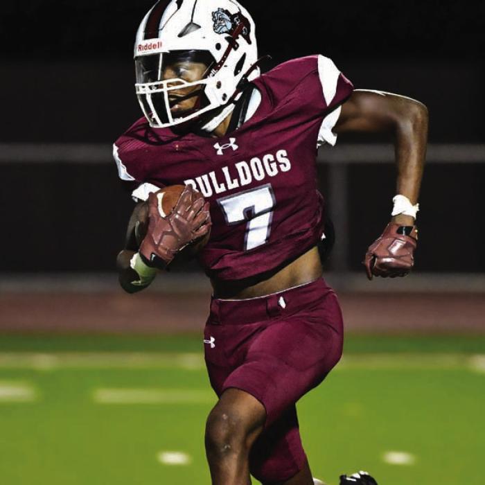 Keegan Green scores on this run for Flatonia Friday. Photos by Stephanie Steinhauser