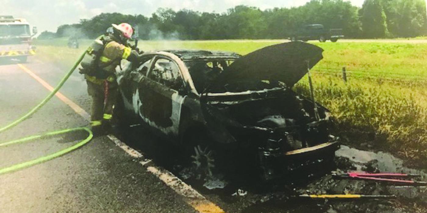 Car Engulfed in Flames, No Injuries
