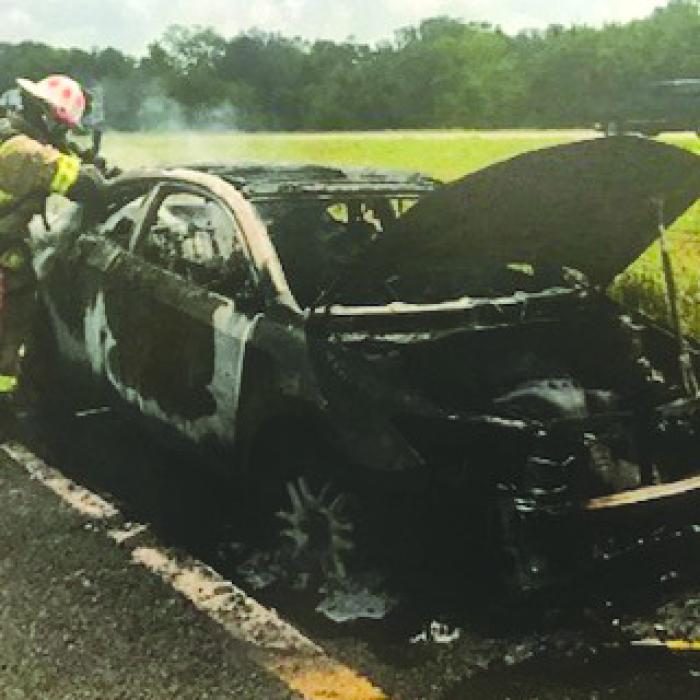 Car Engulfed in Flames, No Injuries