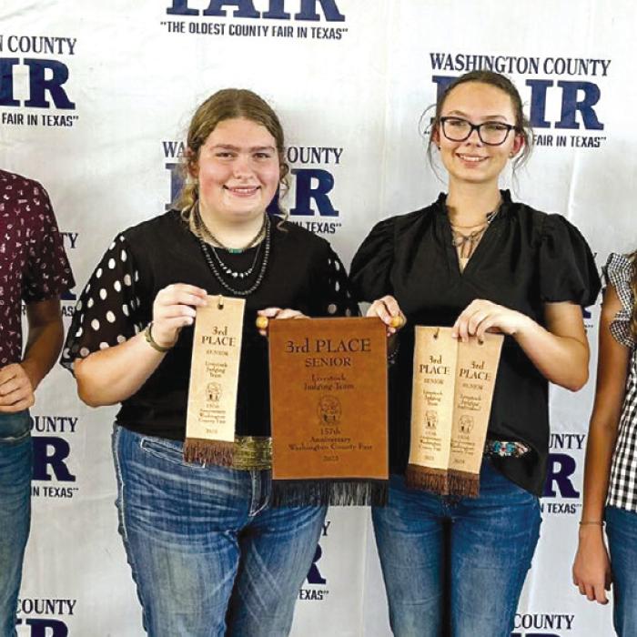 3rd Place Senior Team: Holden Holub, Rheagan Karisch, Tatum Fritsch, and Laramie Laake.
