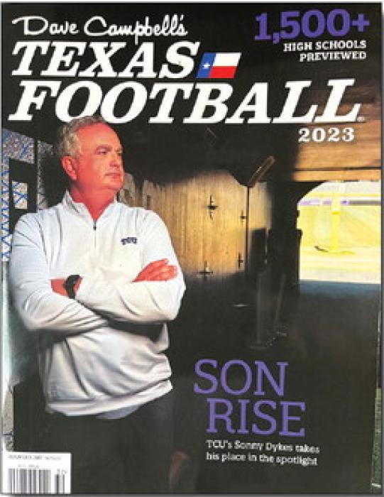 The cover of this year’s Dave Campbell’s Texas Football magazine, which includes previews and predictions for over 1,500 high school teams around the state.