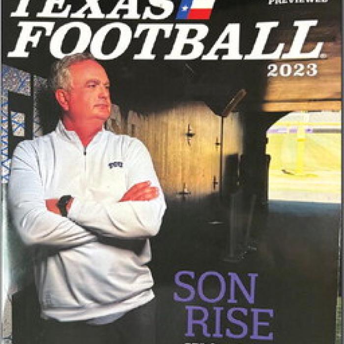 The cover of this year’s Dave Campbell’s Texas Football magazine, which includes previews and predictions for over 1,500 high school teams around the state.